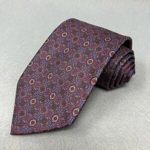 Bert Pulitzer Tie 3.5 X 56 Silk Red/Blue Geometric Floral Silk Vintage Retro